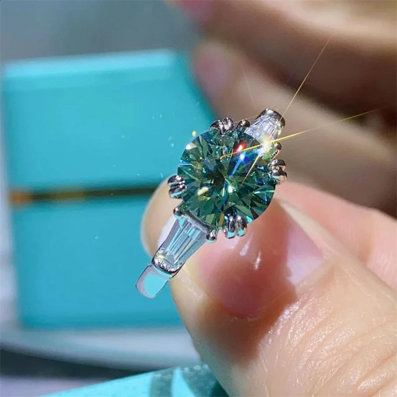 y Platinum Solid PT950 Womens Ring Diamond Banquet Proposal 2 Mint Green 260625 - view 7