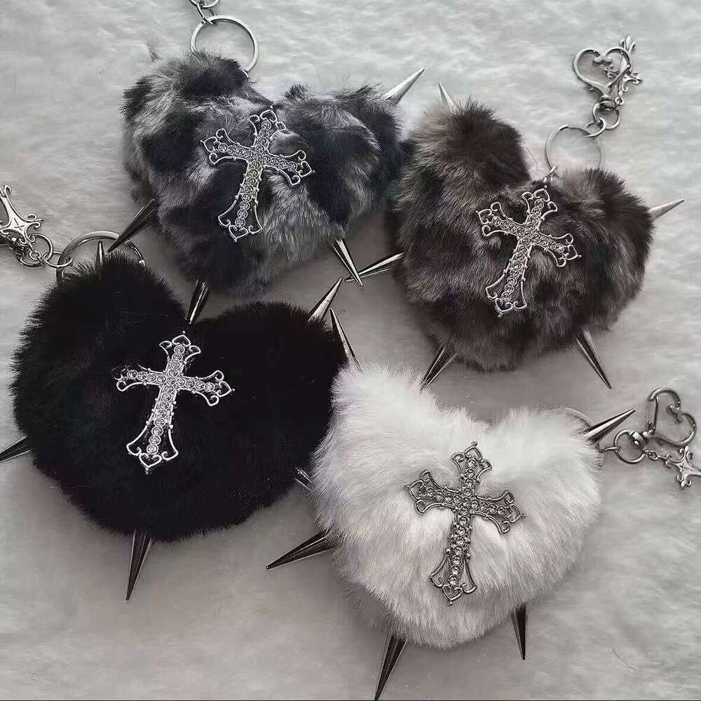 Y2K Spicy Girl Gothic Lolita Plush Love Chain Women Backpack Pendant Cross Bag Decorations Keychains 26Y0626