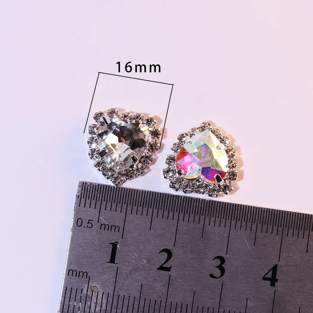 SIZE 1616mm 10Pcs Mini Heart Crystal Diy jewelry Accessories Rhinestone Pendant Crafts Decoration 260623 - view 7