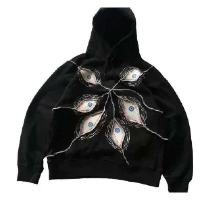 Gothic Punk Eye Pattern Patchwork Hoodies Y2k Top New Retro Loose Long Sleeve Sweatshirt Men and Women Hoodie Streetwear W260626 - view 6