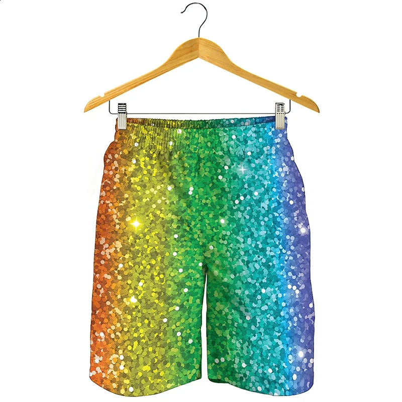 Full Print Sequinsglitter Graphic Beach Shorts For Men Women Casual Oversized Board Summer Quick Dry Short Pants 260625 - view 7