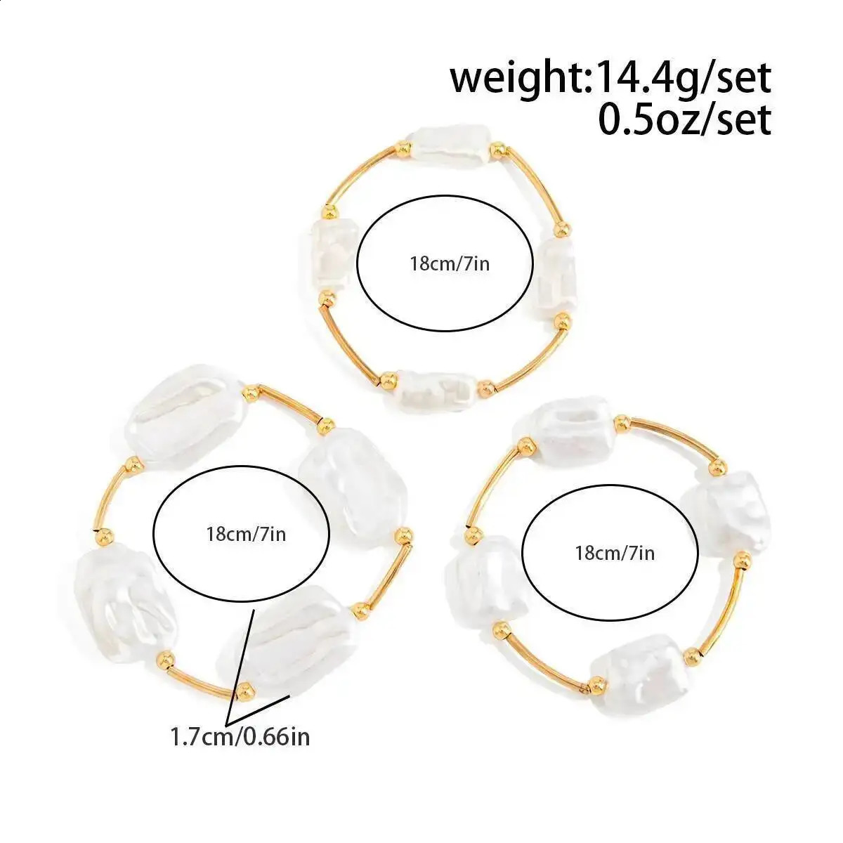 3Pcs/Set Creative Irregular Pearl Chain Bracelet for Women Trend Elegant Stackable Bangle Wedding Jewelry 260625 - view 5