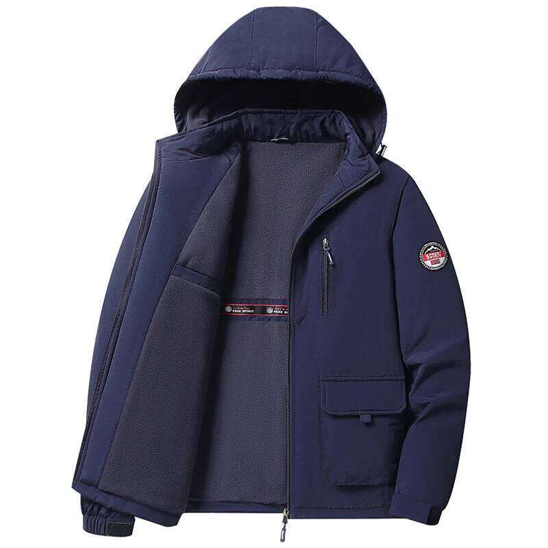 New In Plus Size 8XL Men's Autumn Jacket Hooded Fleece Lined Coat Male Windproof Waterproof Big Large Outdoor Fishing Work Parka W260626 - view 5