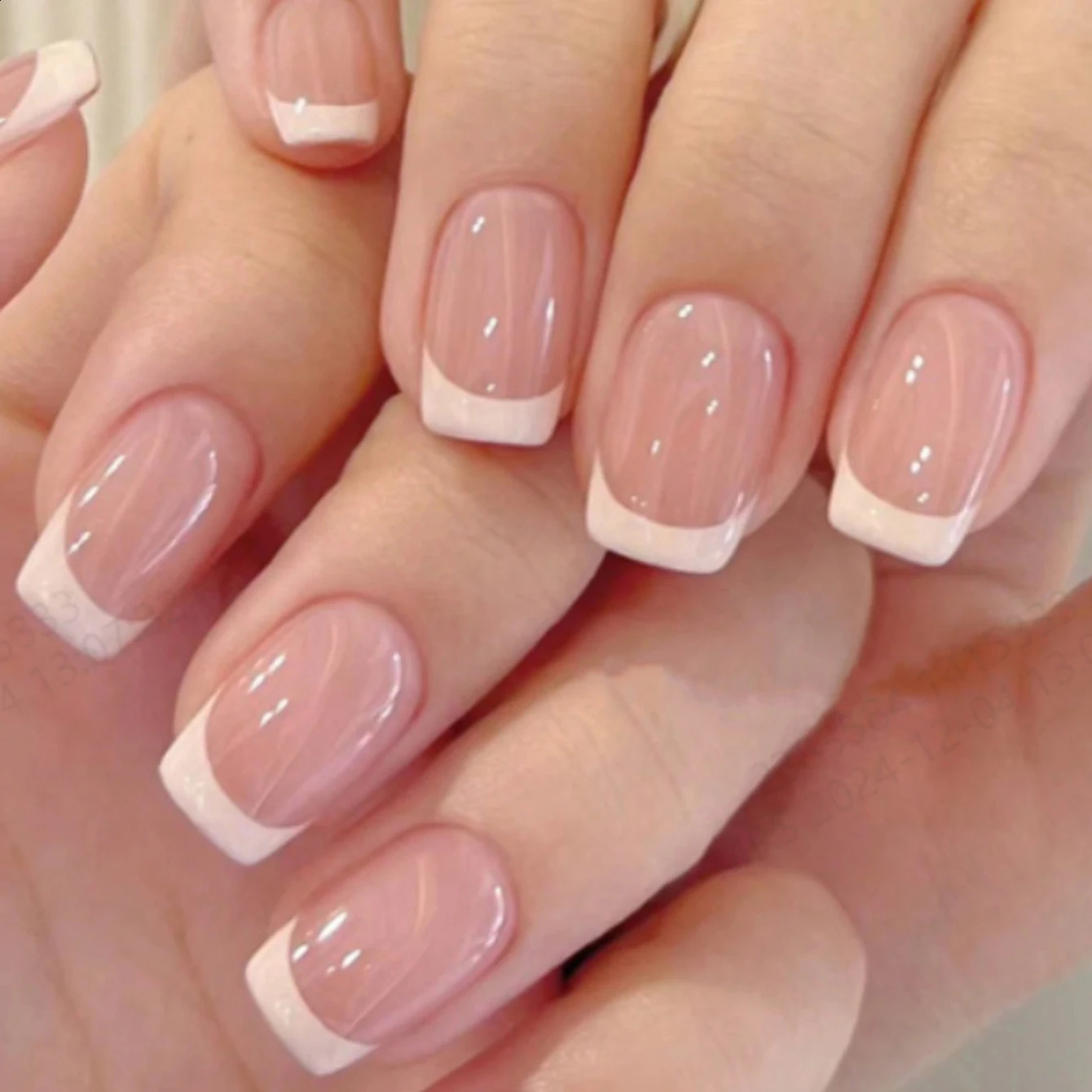 120Pcs Pink French Short Square Fake Nails 12-Sizes Full Cover Press On Nails Wearable Detachable Finished False Fingertips 260626 - view 3