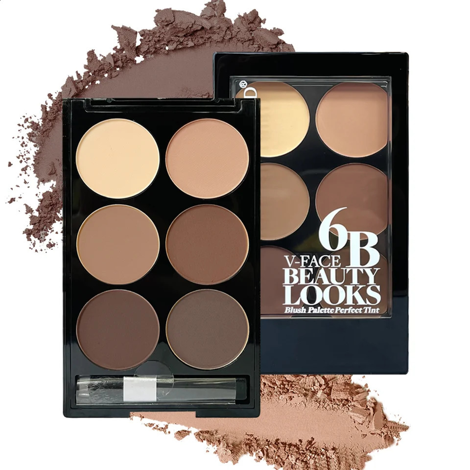 6 Colors Highlight Con Powder Palette Face Shadow Con Powder Makeup Palette With Brush Face Bronzer Color Correcti 260626