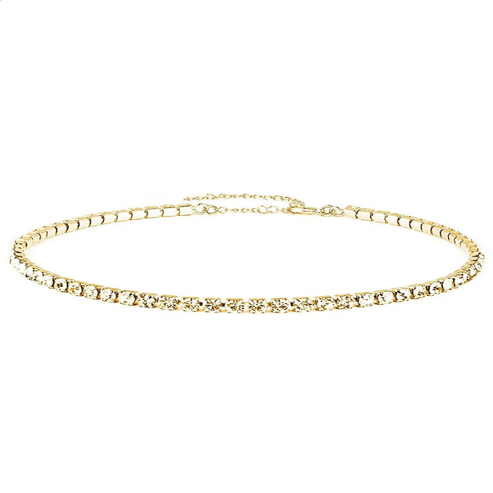 MinaMaMa Minimalist Stainless Steel Crystal Choker For Women Exquisite Rhinestone Chain Tennis Necklaces Jewelry Gifts 260624