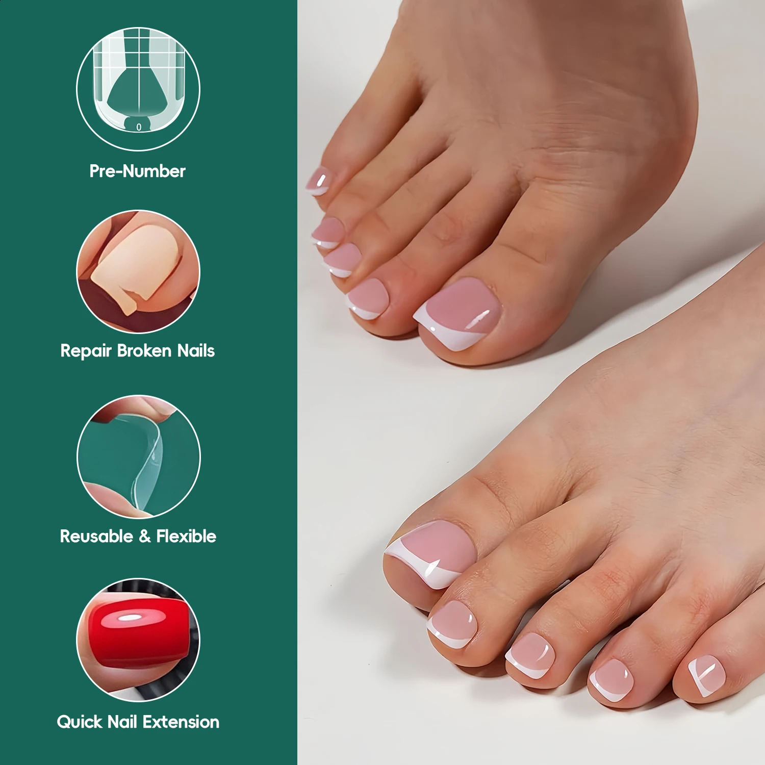Nailpop Toenail Mold Toe Dual Form 150 PCS Reusable Full Coverage Dual Nail Form Extensions Suitable 15 Sizes For Beginners DIY 260626 - view 6