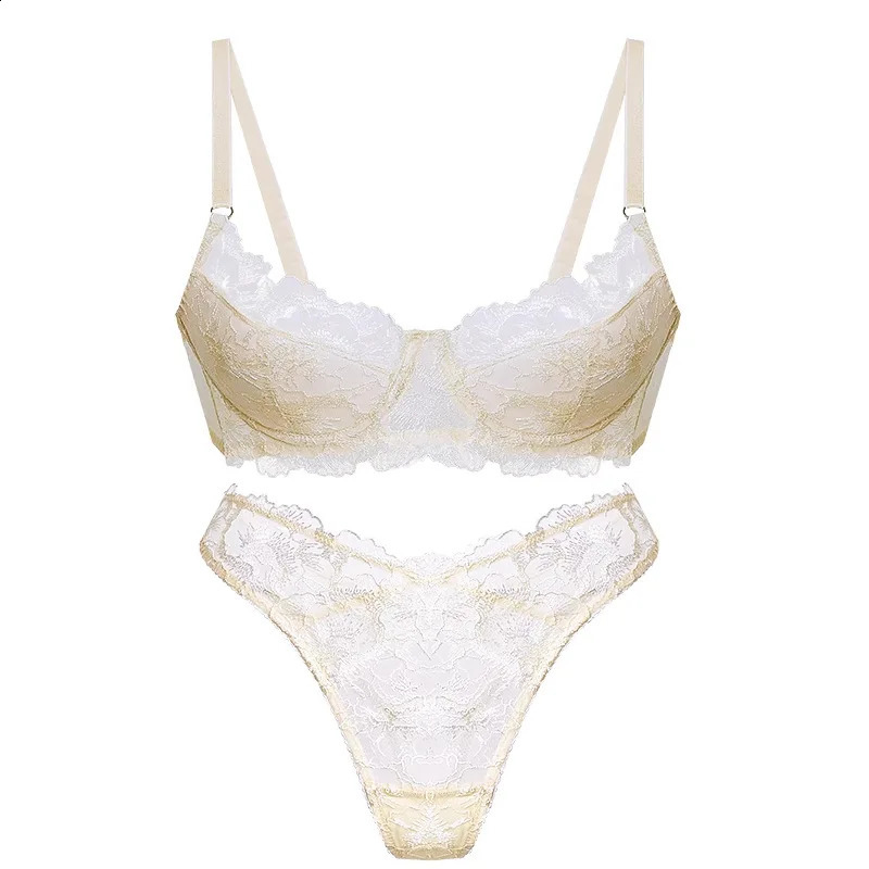 Sexy Embroidered Lace Lingerie Set for Women with Small Breasts PushUp and AntiSagging UltraThin Beautiful Back Bra 260626 - view 4