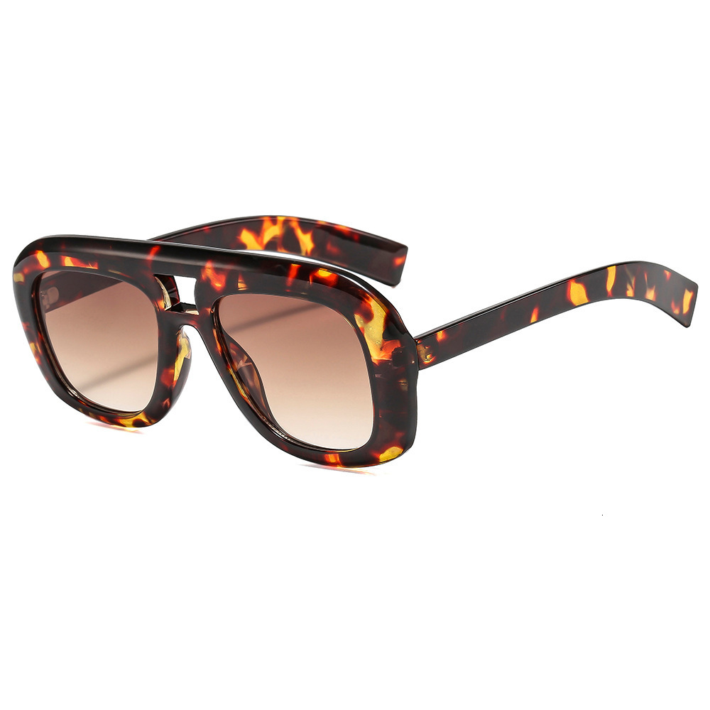 2026 New Square Fashion Sunglasses, European And American Fashion, Popular With Influencers, Double Bridge Simple Plain Sunglasses - view 6