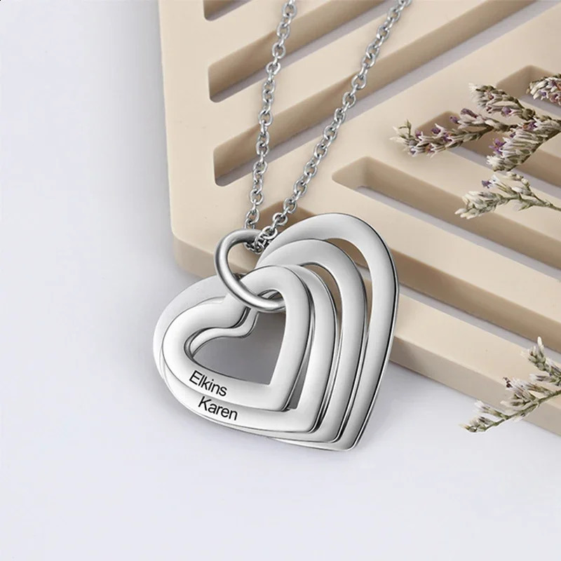Custom Stainless Steel Engraved Name Necklace For Lover Family Gift Personalized Heart Pendant Jewelry 260626 - view 7
