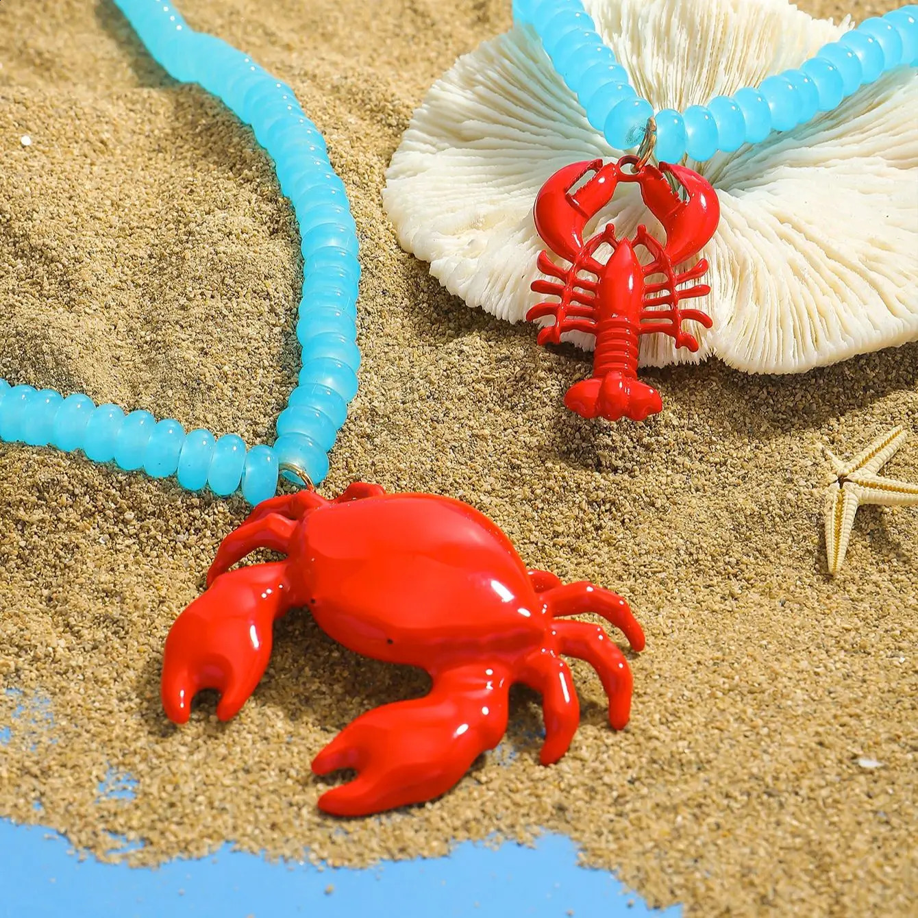 ZAA Bohemia Lobster Crab Pendant Necklace For Women Trendy Summer Handmade Beaded Sea Animal Choker Jewelry Beach Vacation Gift 260626 - view 6