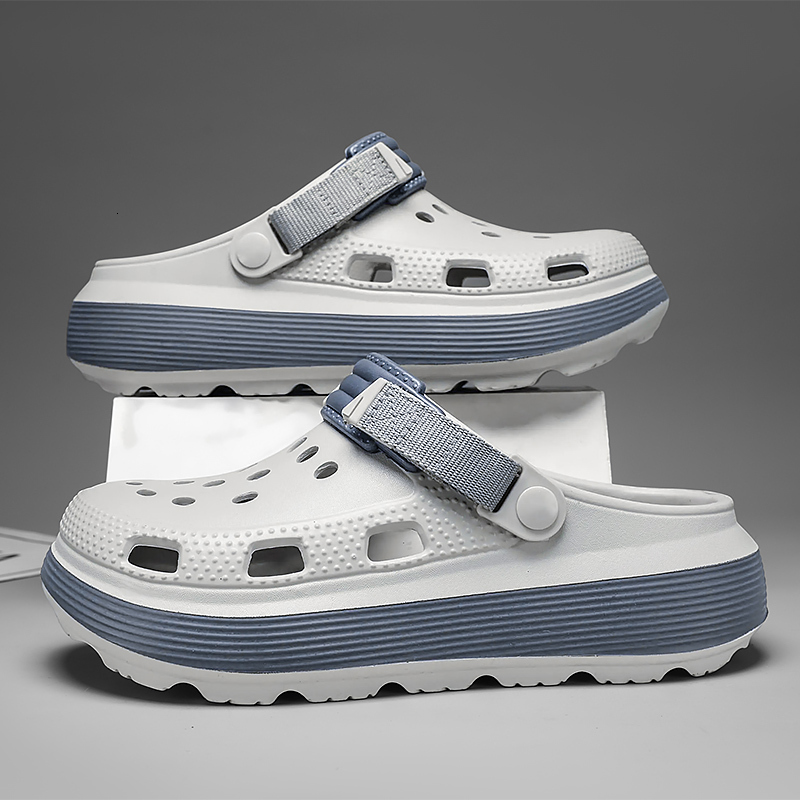 Gradient Chunky Platform Clogs Adjustable Webbing Strap Soft EVA Anti Slip Hollow Out Beach Shower Casual Sandals - view 5