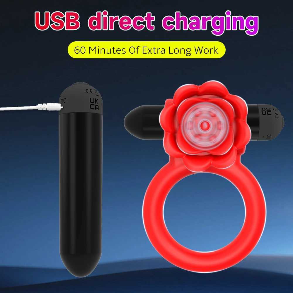 Sex Ring Rose Toy Penis for Man 10 Vibrations Pleasure Cock Rings Vibrator Clitoris Nipple G Spot Stimulator Adult Couples Goods M260626 - view 5