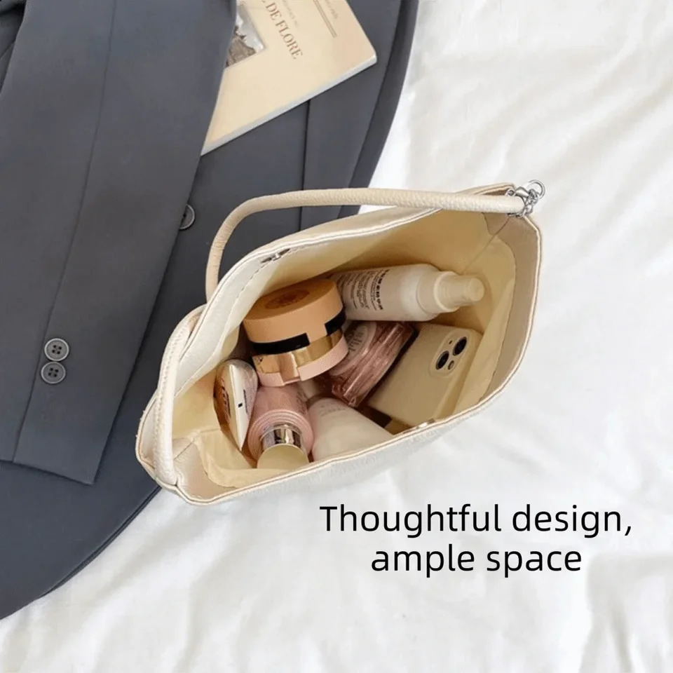 Fashionable PU Leather Bucket Bag Magnetic Closure Large Capacity Womens Shoulder Bag Soft Shopping Bag Daily Outing 260626 - view 4