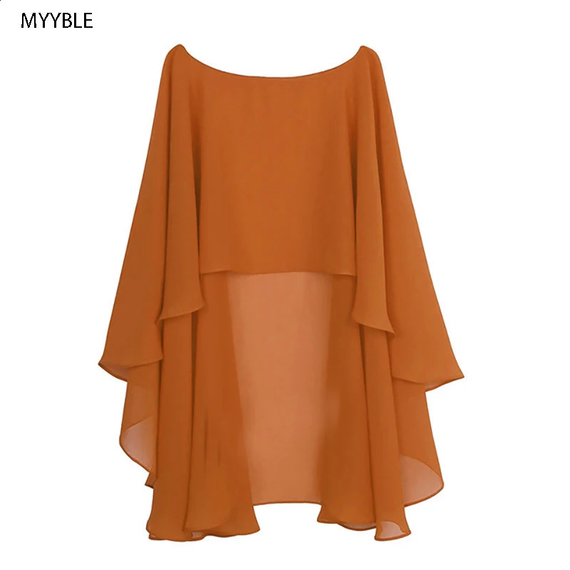 Womens Ladies Soft Wedding Capes Wedding Jacket Wraps Chiffon Shrug Bridal Bolero Long Shawl and Wraps Evening Wedding Cover Up 260625 - view 3