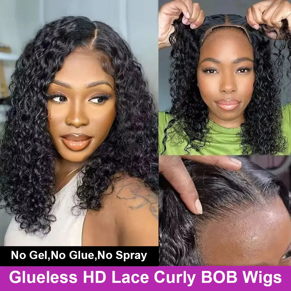 Brazilian 13x4 Glueless Curly Lace Front Wig Short Bob Frontal Wig Deep Water Wave 13X6 Hd Lace Frontal Human Hair Wig For Women 260625 - view 3