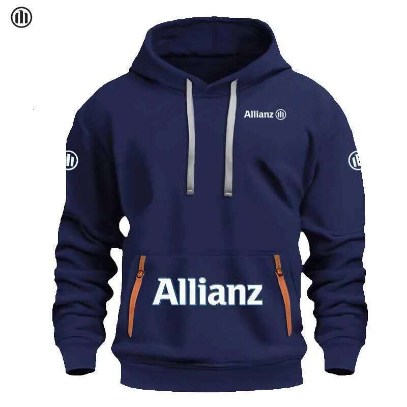 Allianz's new European men's sports sweatshirt, featuring zipper and pocket design, a cap-style solid-colored top, classic loo W260626 - view 3