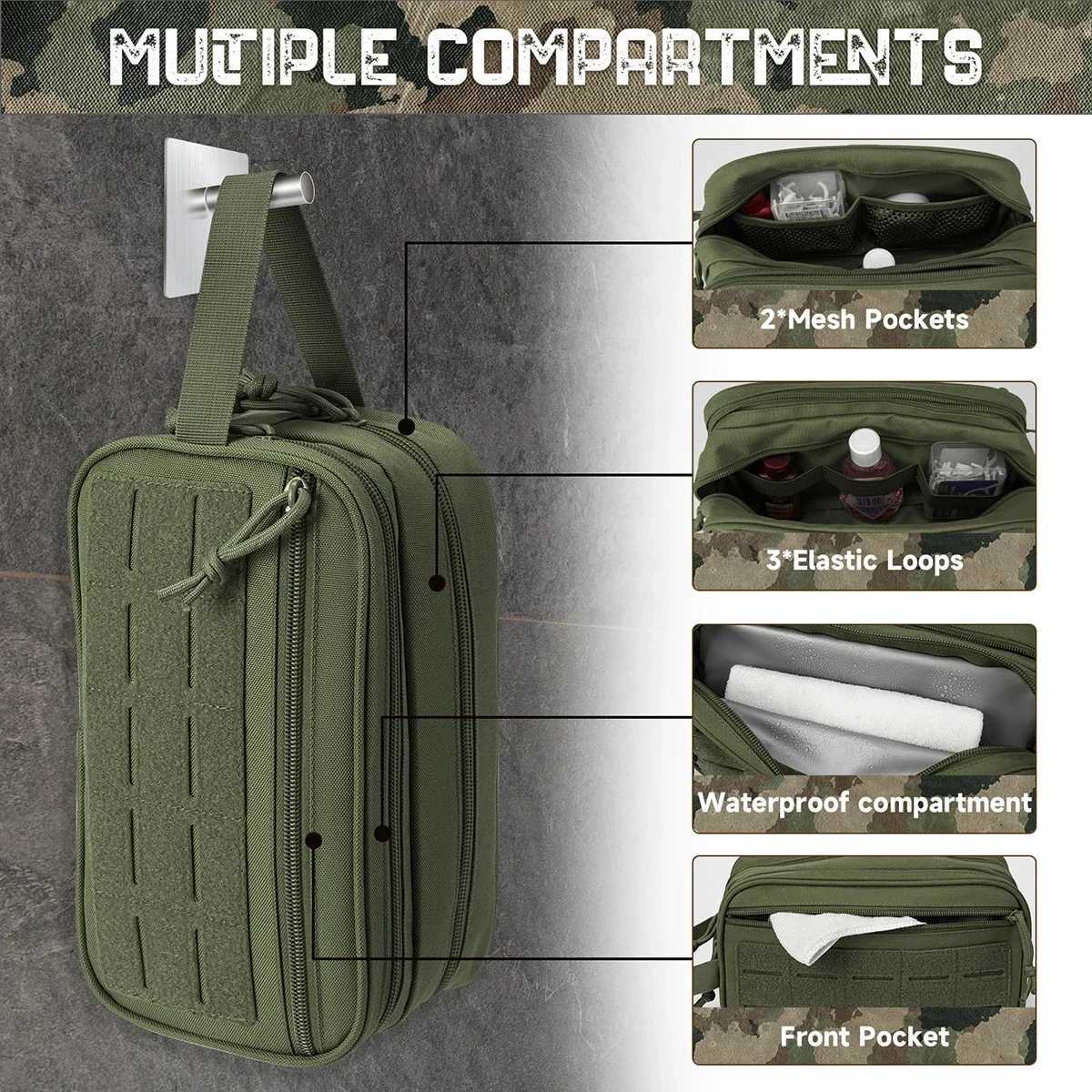 Men Tactical For Toiletry Bag Hygiene Bag Mens Shaving Kit Travel shower Bag Waist BackpackTool Molle Pouches Small Dopp Kit M260626 - view 6