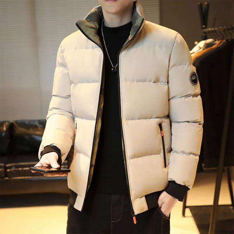 Stand Warm Down Winter Thickened Collar Warmth Jacket Men Street Fashion Casual Coats W260626