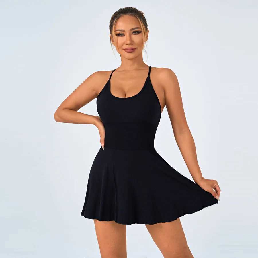 Dress Womens Tennis Dresses Seamless w/Built-in Shorts Sportswear Woman Gym Dresses Bra Outfits Sport Yoga Clothes M260626 - view 5