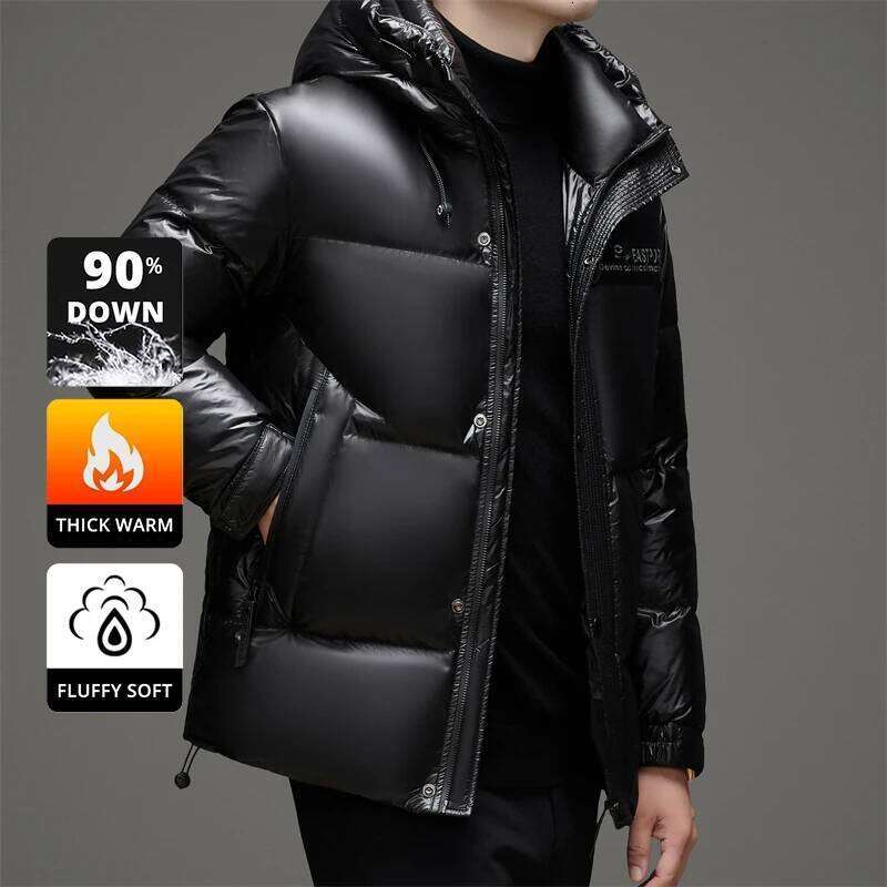 High End Thick Brand Casual Fashion Shiny Men Down Jacket Winter Warm Hooded Designer Parkas Windbreaker Puffer Feather Coats J260626 - view 4