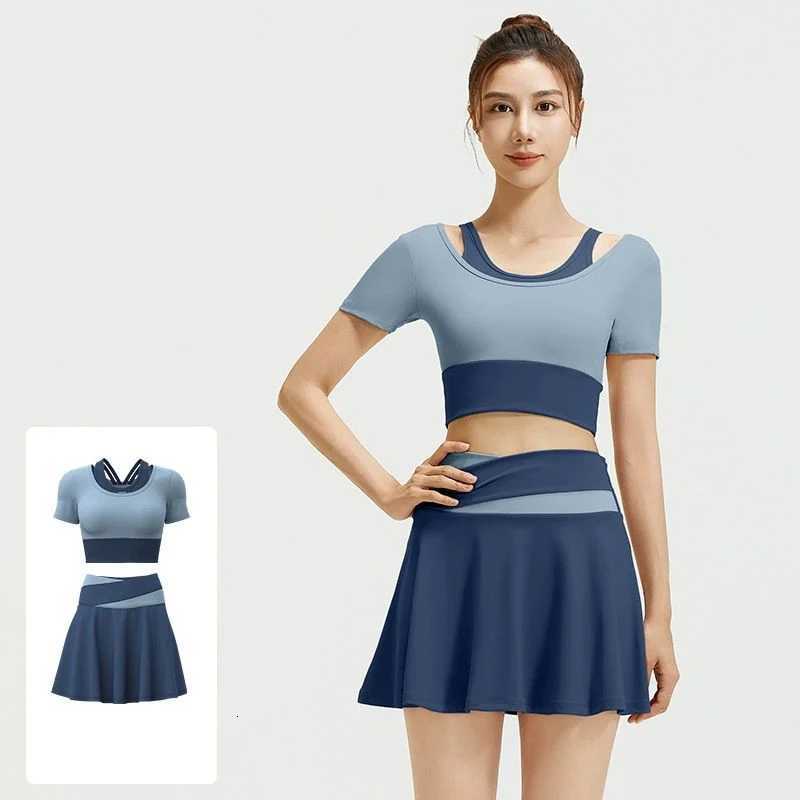 Yoga Women New 2 Piece Sets with Fixed Chest Pads Naked Feeling Skinny Fit Squat Proof Skort Matching Sets for Running Fitness M260626 - view 5