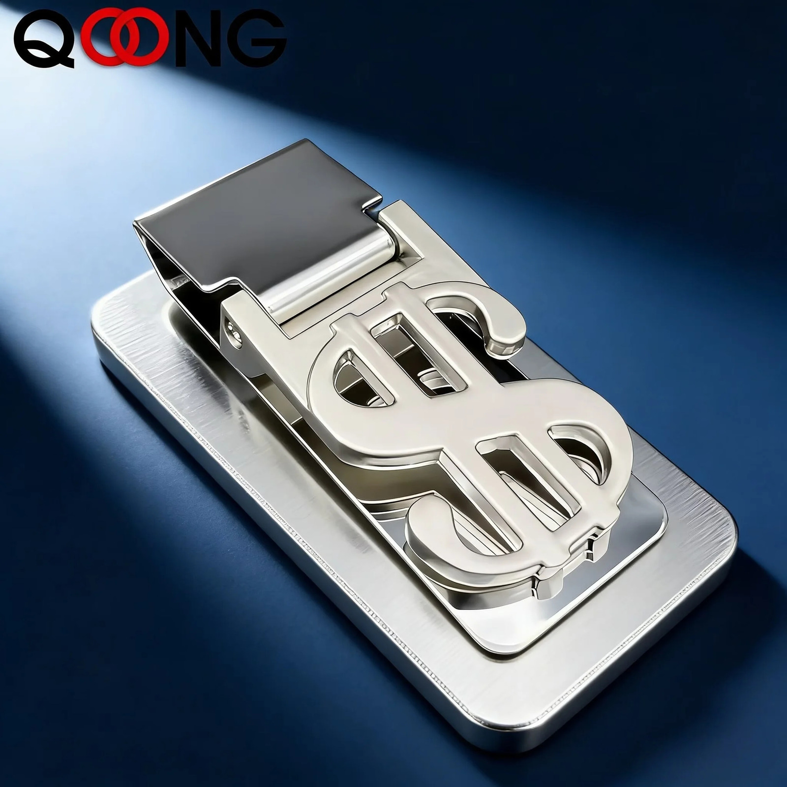 QOONG Custom Lettering Stainless Steel Silver Money Clip Holder Slim Pocket Cash ID Credit Card Metal Clips Wallet QZ40-009 260626 - view 6