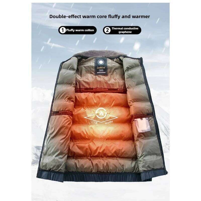 Winter Jacket Men Fleece Collar Graphene Self-heating Thicken Warm Casual Parkas Man Quality Cold Protection Coat Male Overcoat J260626 - view 7