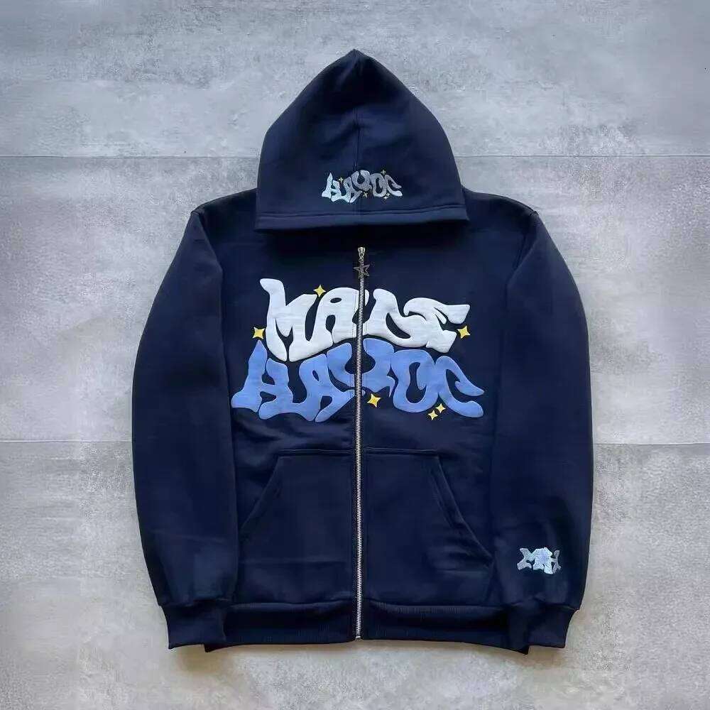Hooded zipper hoodie retro American-style letters, unisex, suitable for pairing with a millennial-style jacket W260626 - view 6