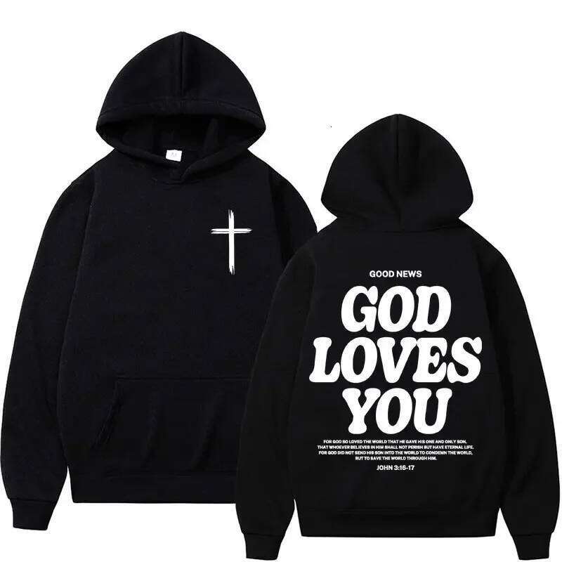 new2026Harajuku Aesthetic Christian Jesus Church Bible Verse God Loves You Hooded Men's Women Vintage Sweatshirts Streetwear Y2K W260626 - view 1