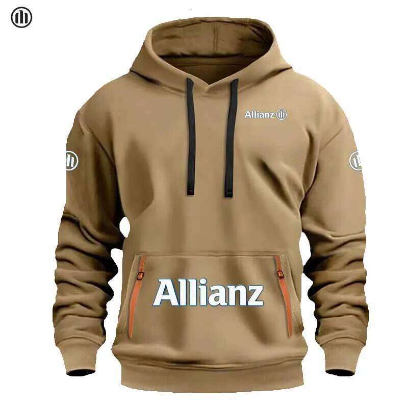 Allianz's new European men's sports sweatshirt, featuring zipper and pocket design, a cap-style solid-colored top, classic loo W260626 - view 4