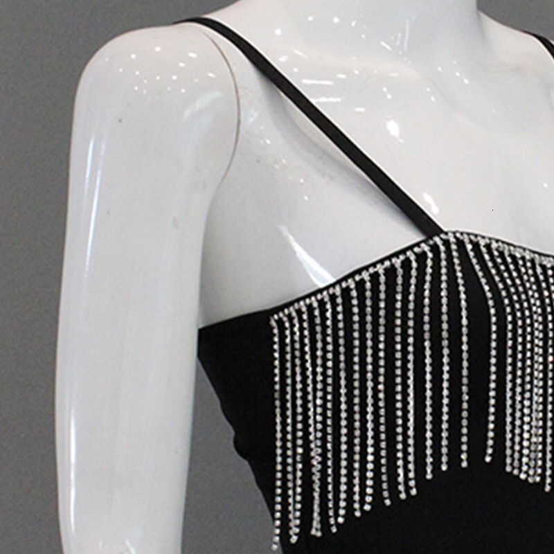 Womens Casual Camisole Top Womens Rhinestone Tassel Low Cut Strapless Mature Thin Vest Layer Tee For Women Daily Daily Shopping Street Outfits - view 5