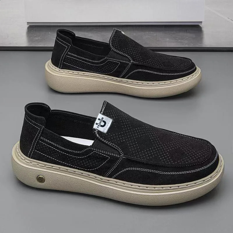 Mens Summer Breathable Casual Shoes Thin Mesh Soft Bottom Sports SlipOn Loafers round Toe Flat Heel Pure Color Rubber Outsole 260626 - view 3