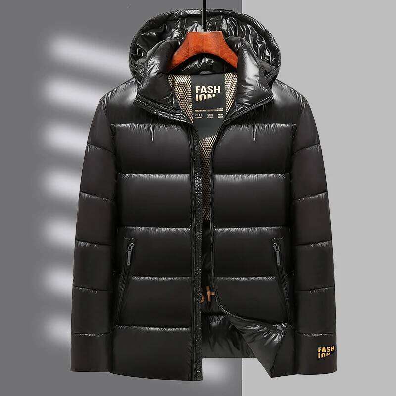 Men's down black and gold coat, detachable hooded jacket, cotton-padded jacket W260626