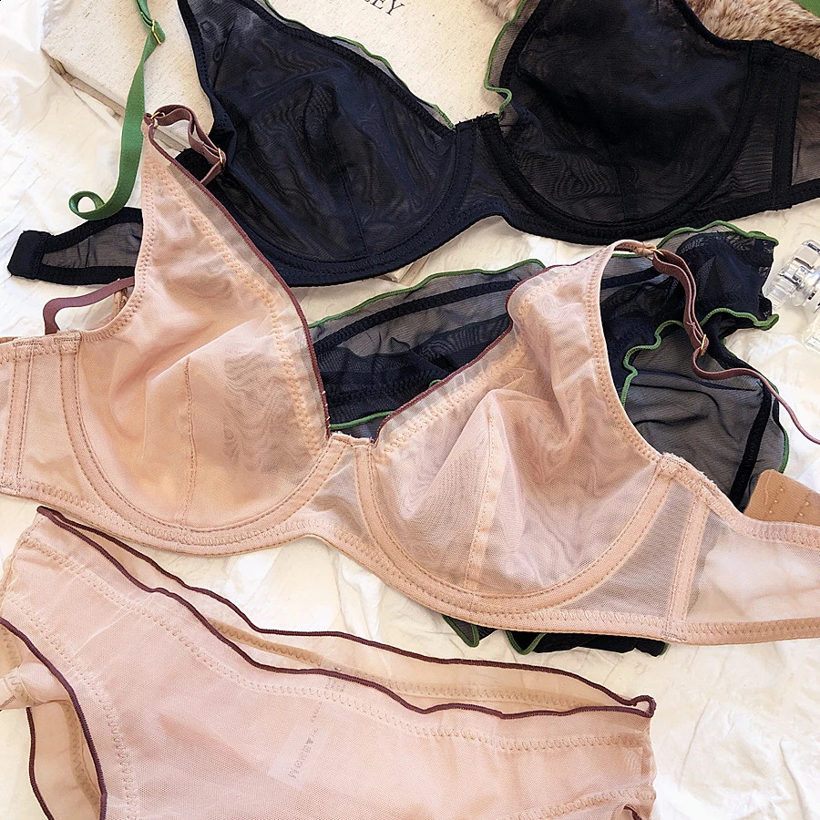 French Ultra Thin Bralette for Women Underwear Top Sexy Deep V Push Up Bra Set Summer Comfort Breathable Lingerie and Panties 260626 - view 3