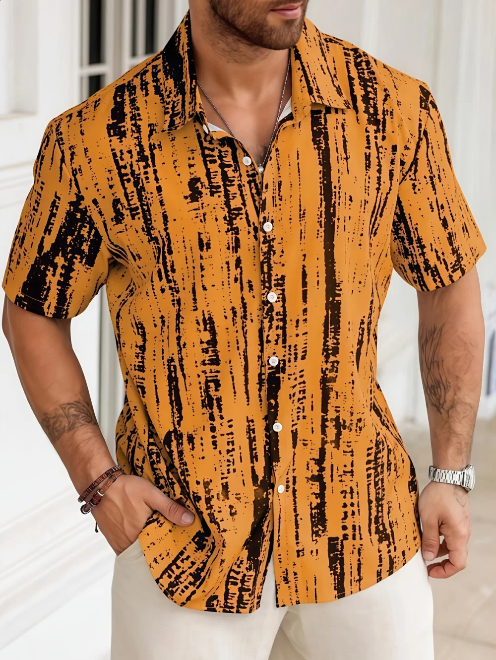 Summer Retro Texture Gradient Artistic 3D Printed Shirts - Casual Beach Hawaiian Style Mens Top - Suitable for Daily Wearing 260626 - view 6