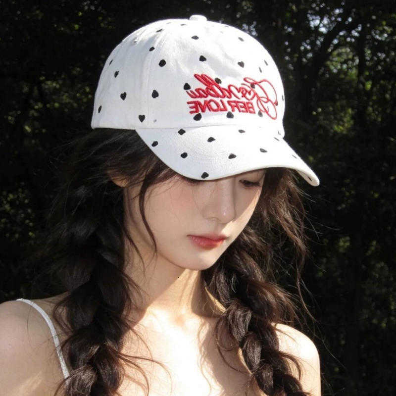 embroidered Korean version heart letter polka dot baseball versatile spring and summer sunshade duckbill hat M260626