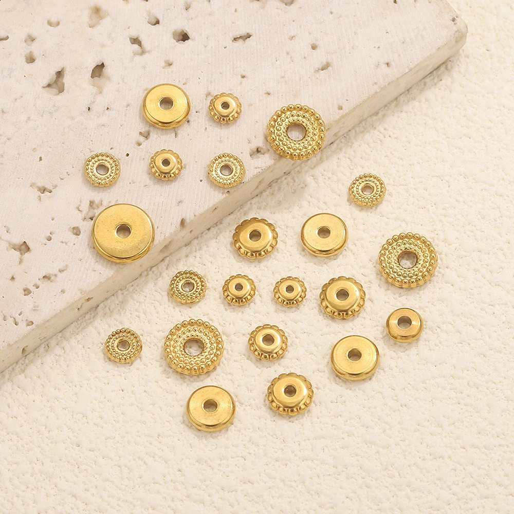 20pcs Stainless Steel Gold Spacer Beads For Bracelet Jewelry Making DIY Flat Round Loose Beads Handmade Jewelry Supplies Craft 260623 - view 6