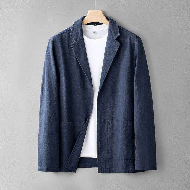 2026 Men's Simple Casual Spring and Summer Thin Jacket Fashion Loose Linen Suit 26L0626