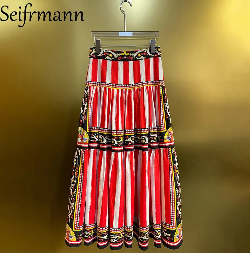 Seifrmann 2026 Summer Womens Fashionable Square Collar Sleeveless Cotton Printed TopLong Half Skirt Two Piece Set 260625 - view 6