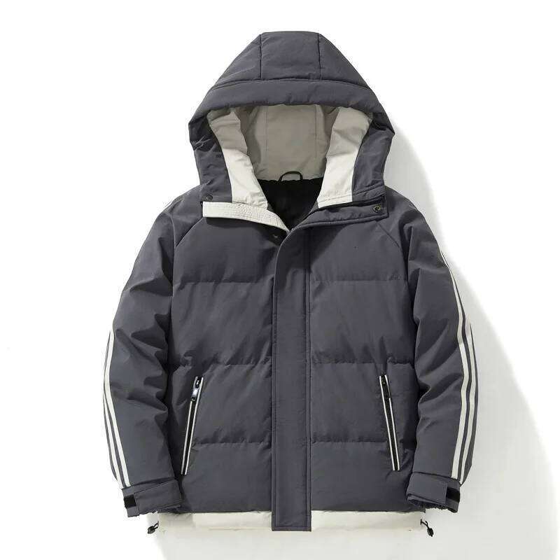2024 New Men with Plush and Thickened Two Bar Cotton Jacket for Men, Hooded Bre J260626 - view 5