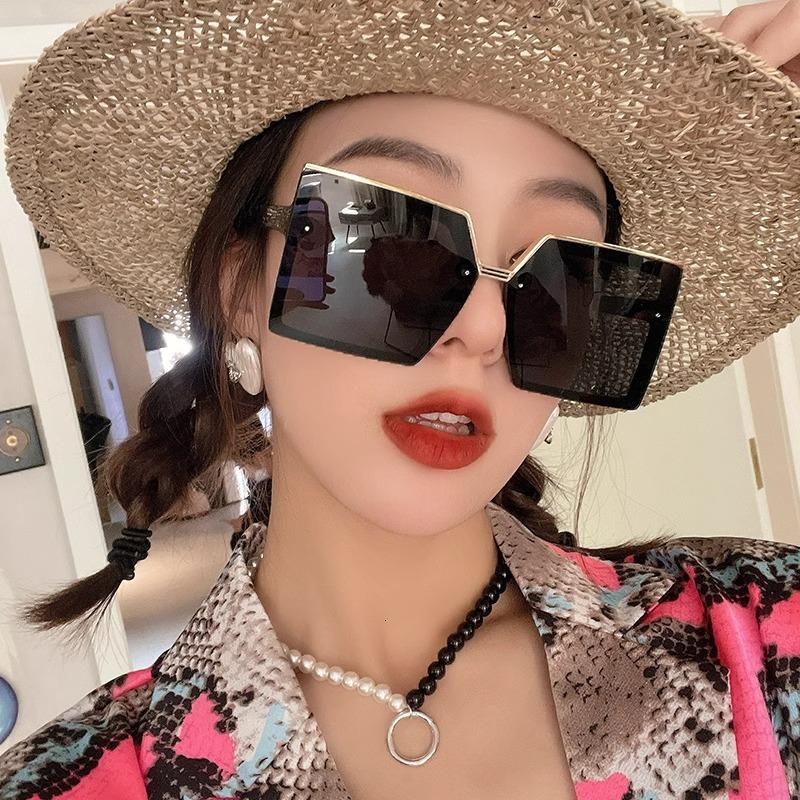 Square Sunglasses For Women 2024 New Model, Slimming Effect Large Faces, Frame Sunglasses, UV Protection, Street Style, Unique Frameless Glasses - view 4