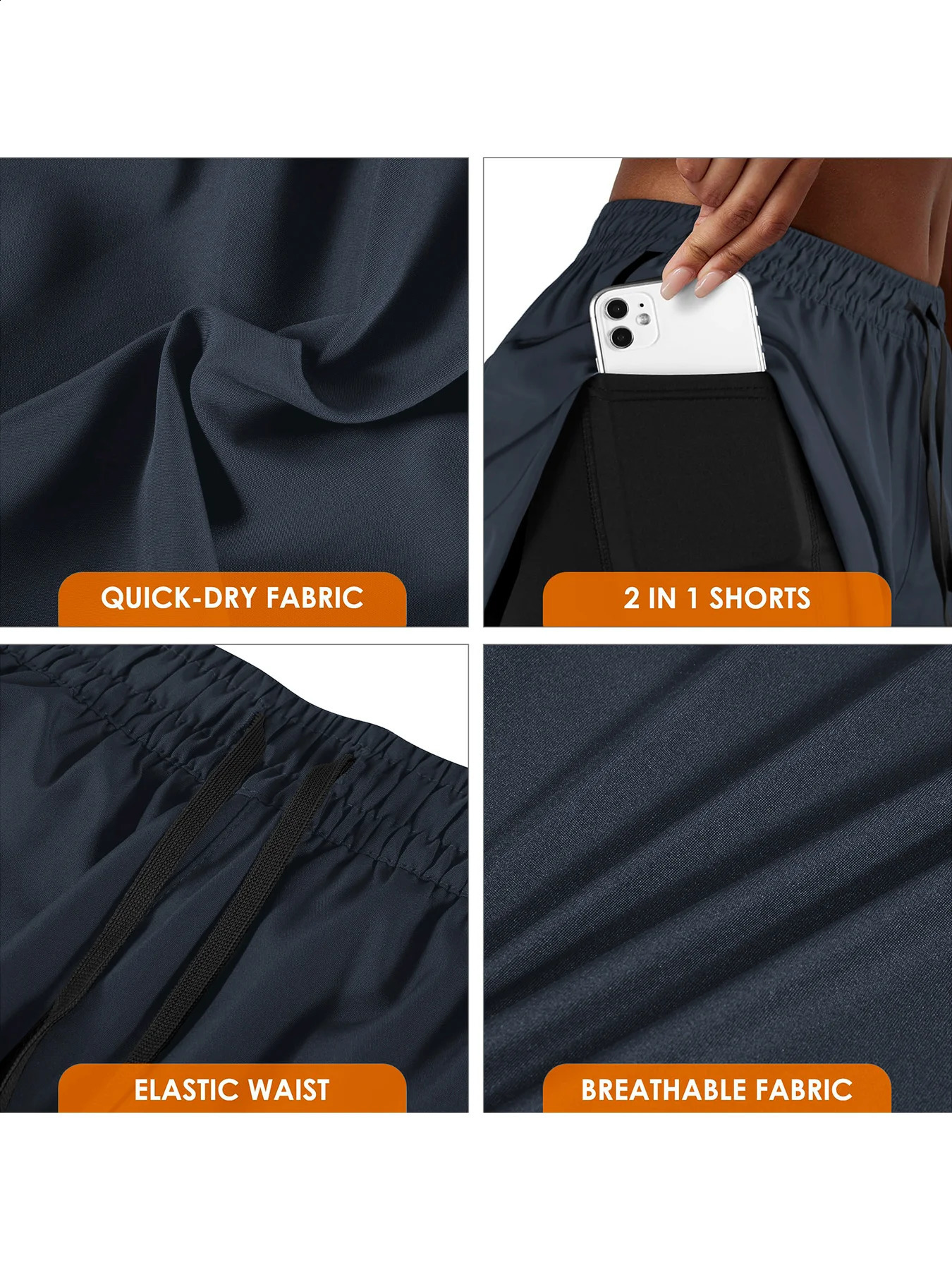 Womens Double Layer Running Shorts Quick Dry ThreeQuarter Length Sportswear Casual Sporty Look TwoPiece Set 260626 - view 6