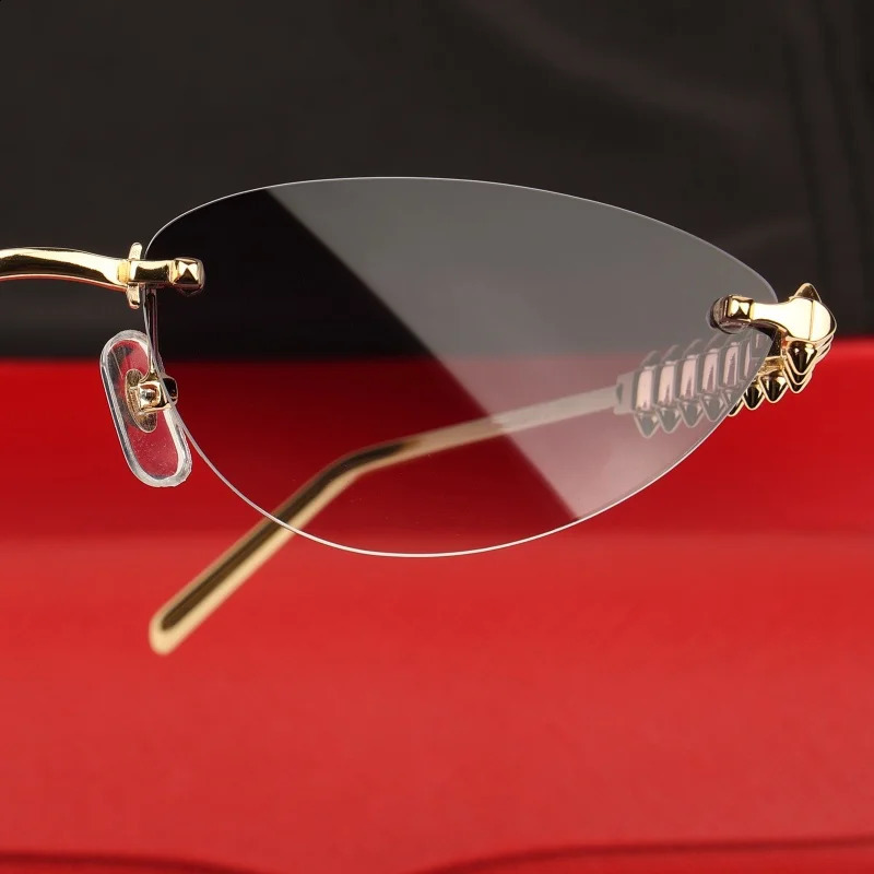 Fashion Rimless Cat Eye Sunglasses Desinger Women Tone Rivets Small Frame Eyeware Summer Shades For SUN GLASSES 260626 - view 7
