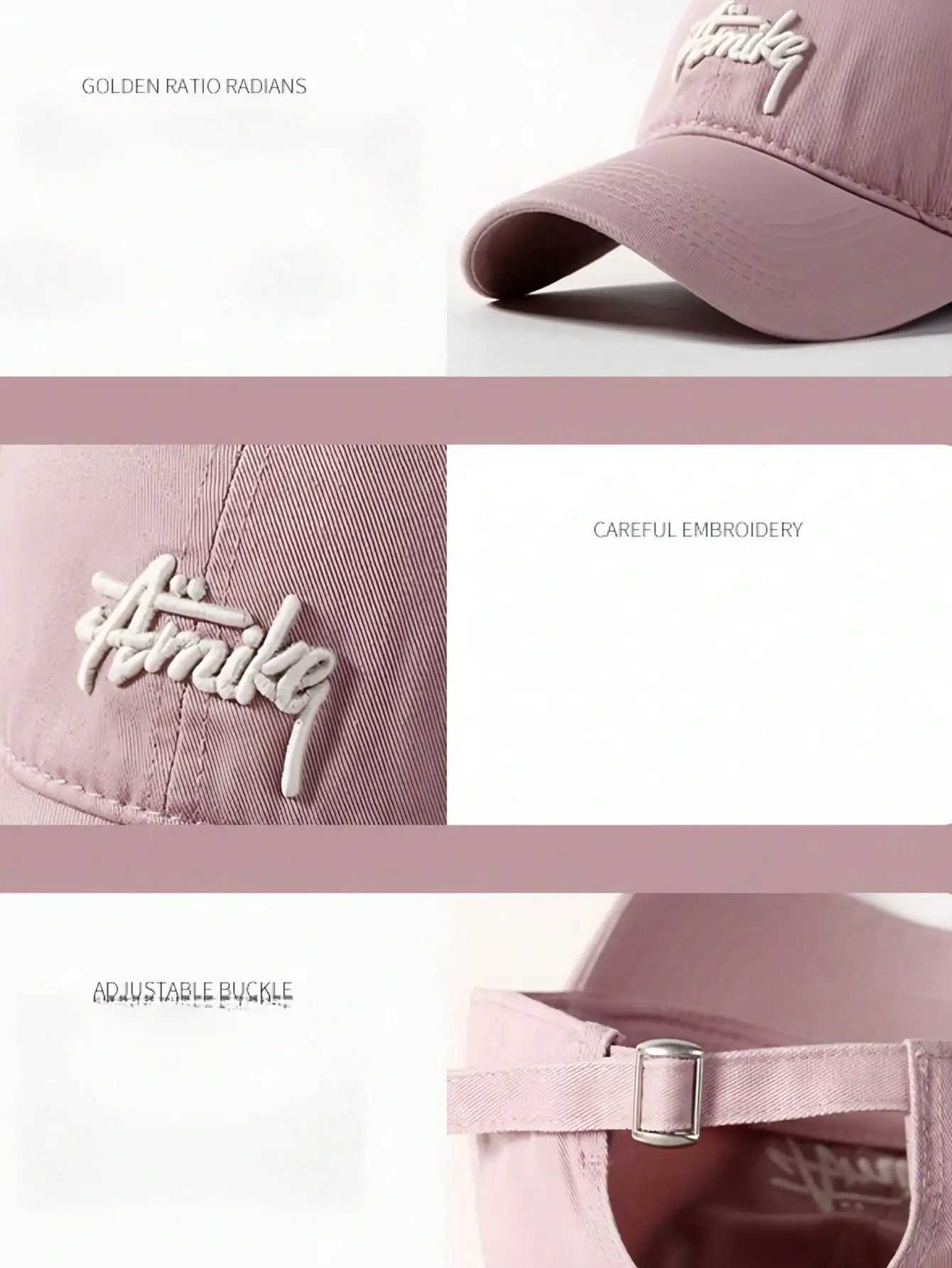 Retro Letter Embroidery Baseball Monochrome Adjustable Brim Hat Summer and Spring Fashion Sun Hat Unisex M260626 - view 4