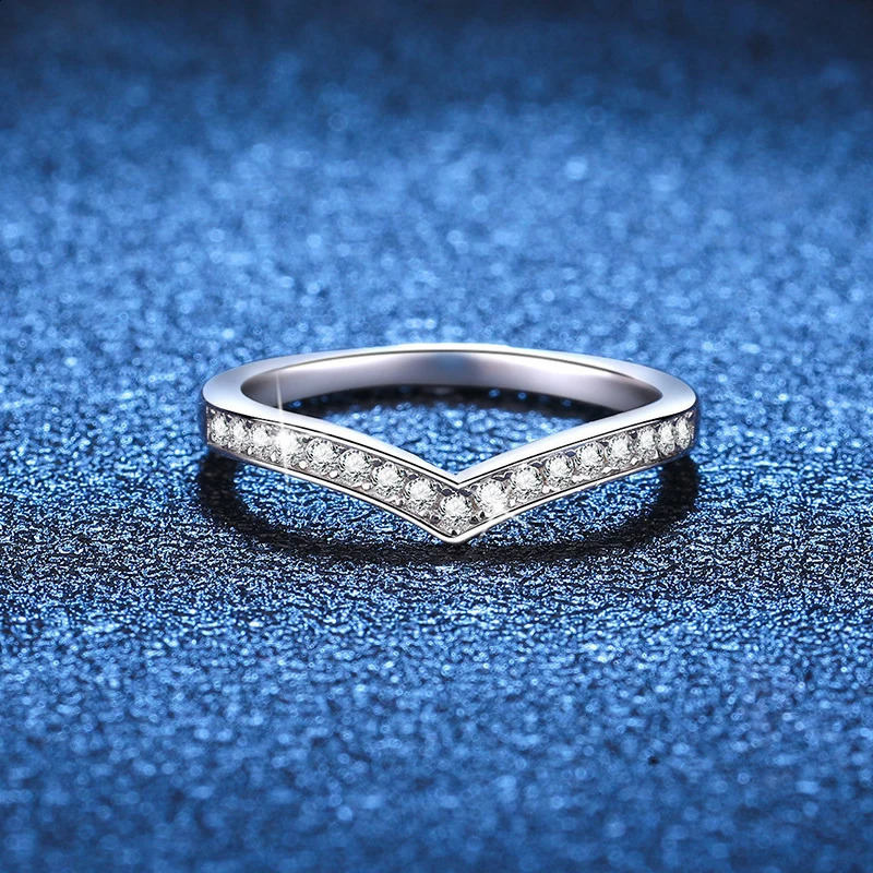 Pass Diamond Tester Pen Ring full s around for Women S925 Silver Wedding Diamonds Band Stackable Ring260624 - view 4