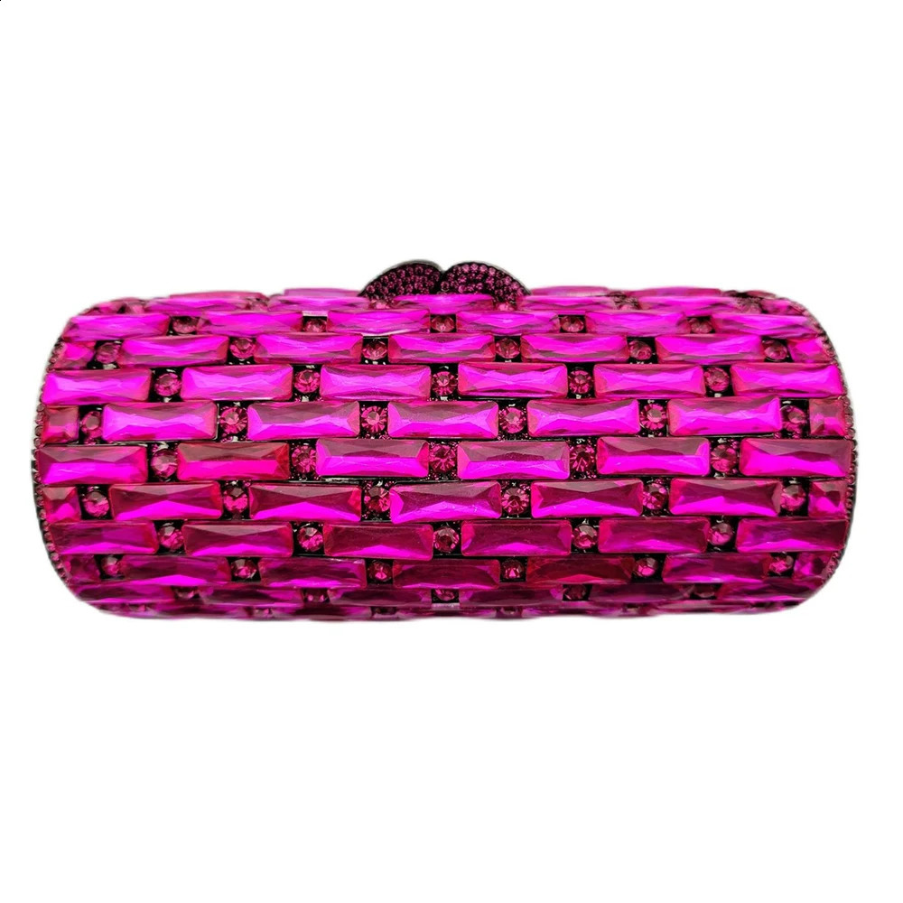 y Diamond Evening Clutch FuchsiaGoldChampagne Purse Prom Cocktail Handbag Women Crystal Wedding Party Dinner 260612