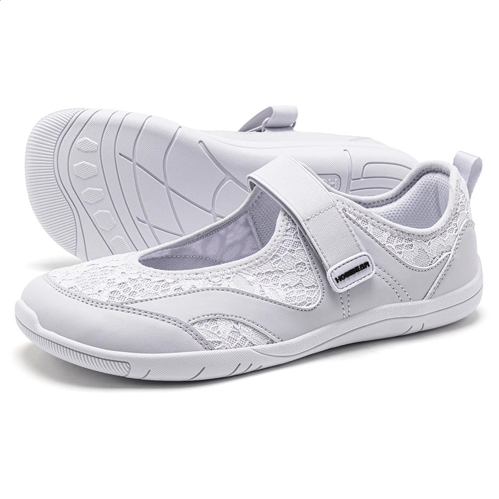 HOBIBEAR Women Barefoot Ballet Flats Hook-Loop Wide Toe Box Shoes Mesh Floral Weave Mary Jane Shoes 260622 - view 3