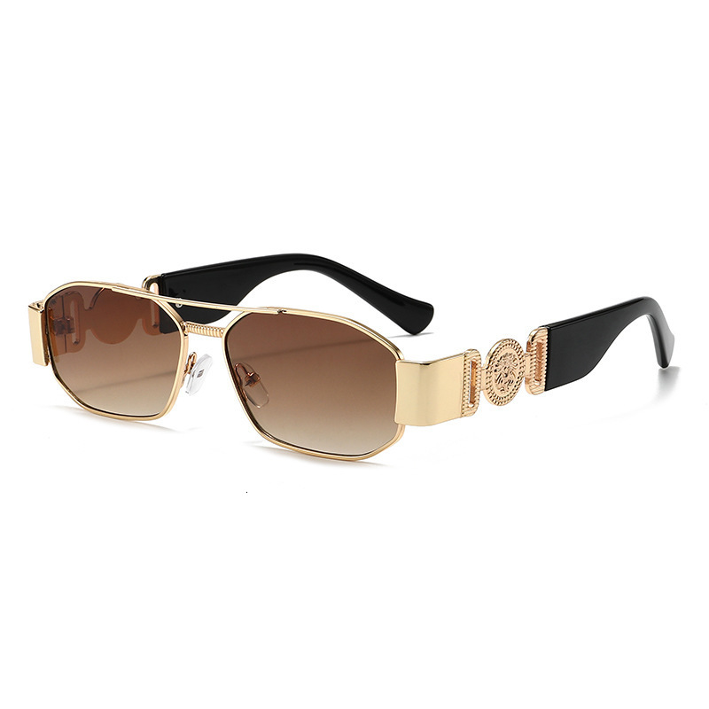 New Cross Border Small Square Frame Double Beam Sunglasses for Men High End with Decorative Head Shaped Temple Legs European and American Style Glasse - view 8