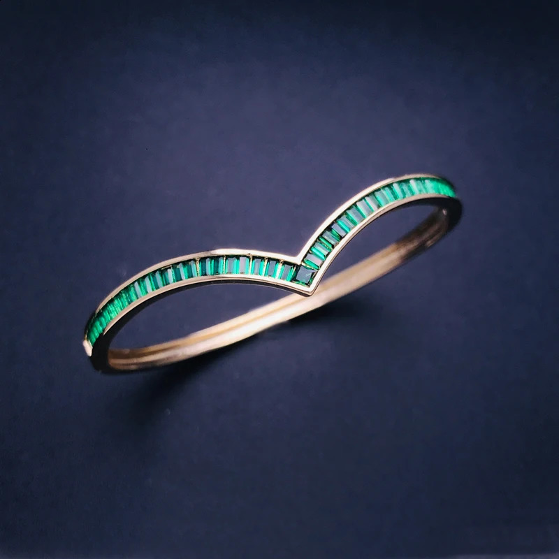 CSJ Sapphire Bangle Created Blue Corundum Ruby Emerald Bracelet Yellow Gold for Women Lady Party Birthday Trendy Jewelry Gift 260626 - view 4